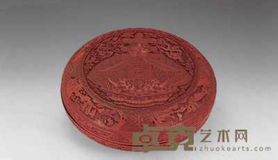 清 剔红开光人物春字捧盒 直径34.7cm